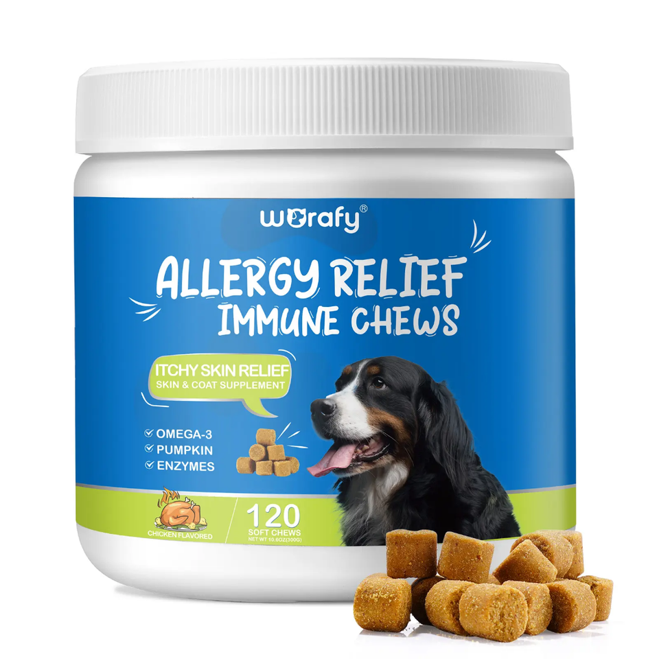 Allergy Relief &amp; Immune Support Chews with Omega-3, Enzymes &amp; Pumpkin for Dogs