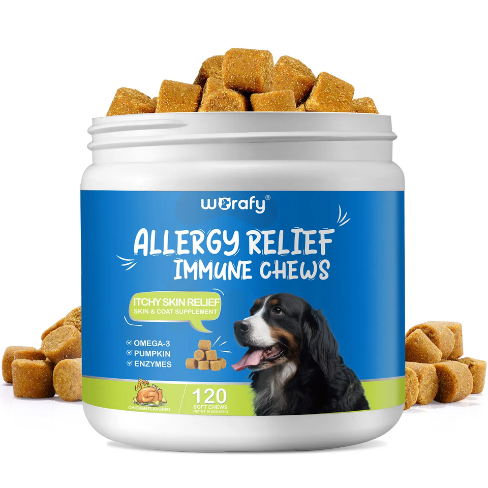 Allergy Relief &amp; Immune Support Chews with Omega-3, Enzymes &amp; Pumpkin for Dogs