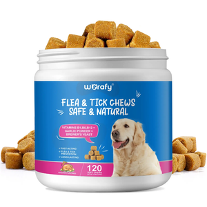 Flea and Tick Defense Chews with Vitamin B1, B6, B12, Garlic Powder &amp; Brewer’s Yeast for Dogs