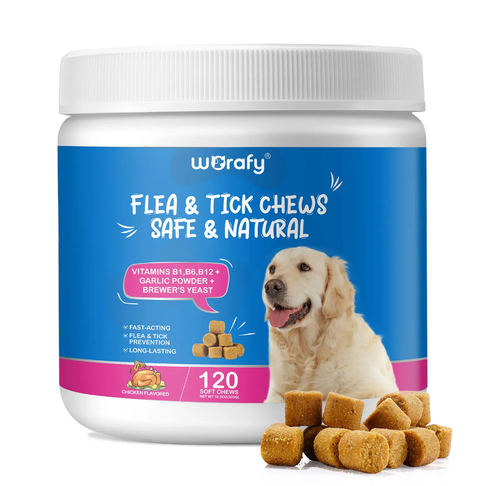 Flea and Tick Defense Chews with Vitamin B1, B6, B12, Garlic Powder &amp; Brewer’s Yeast for Dogs