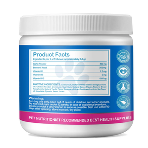Flea and Tick Defense Chews with Vitamin B1, B6, B12, Garlic Powder &amp; Brewer’s Yeast for Dogs