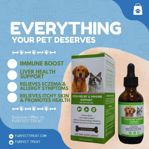 ITCH RELIEF AND IMMUNE SUPPORT FOR DOGS AND CATS