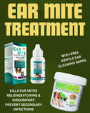 Ear Mite Treatment with FREE Gentle Ear Cleaning Finger Wipes