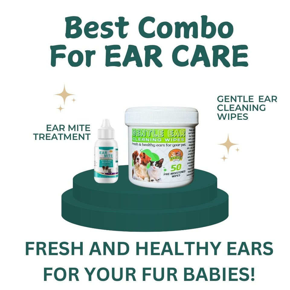 Ear Mite Treatment with FREE Gentle Ear Cleaning Finger Wipes