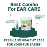 Ear Mite Treatment with FREE Gentle Ear Cleaning Finger Wipes