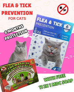 Ultimate Flea & Tick Spot-On solution for Cats (8+ Weeks, Over 1.5 lbs) WITH FREE 11 IN 1 MADRE CACAO SOAP