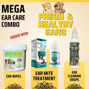 Mega Ear Care Combo – 3-in-1 Ultimate Ear Health Set for Pets