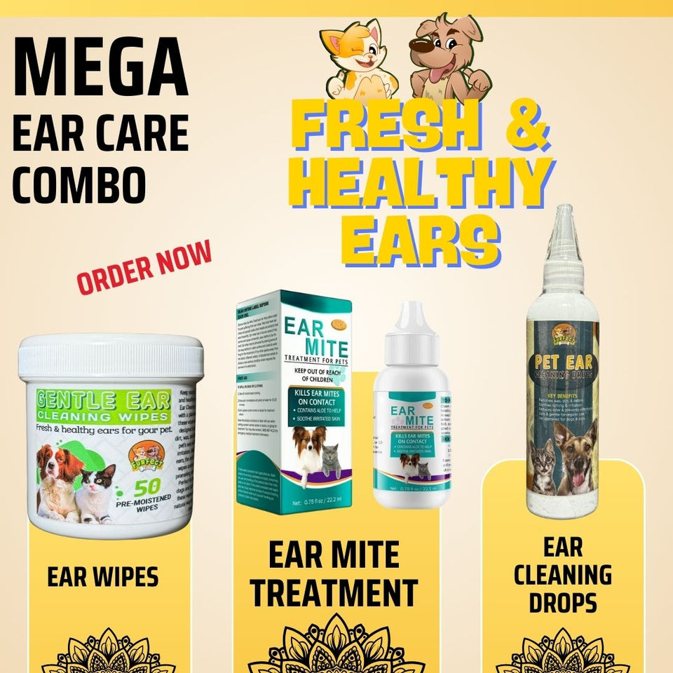 Mega Ear Care Combo – 3-in-1 Ultimate Ear Health Set for Pets
